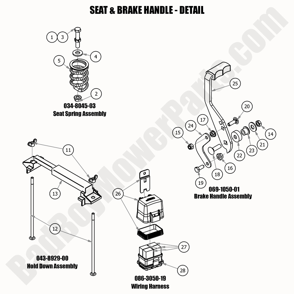 2429 - Bad Boy Mower Parts Lookup > 2020 > ZT Avenger > Seat & Brake Handle - Detail